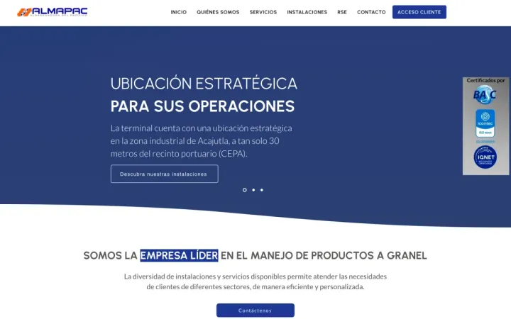 ALMAPAC website on a laptop