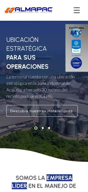 ALMAPAC website on a phone