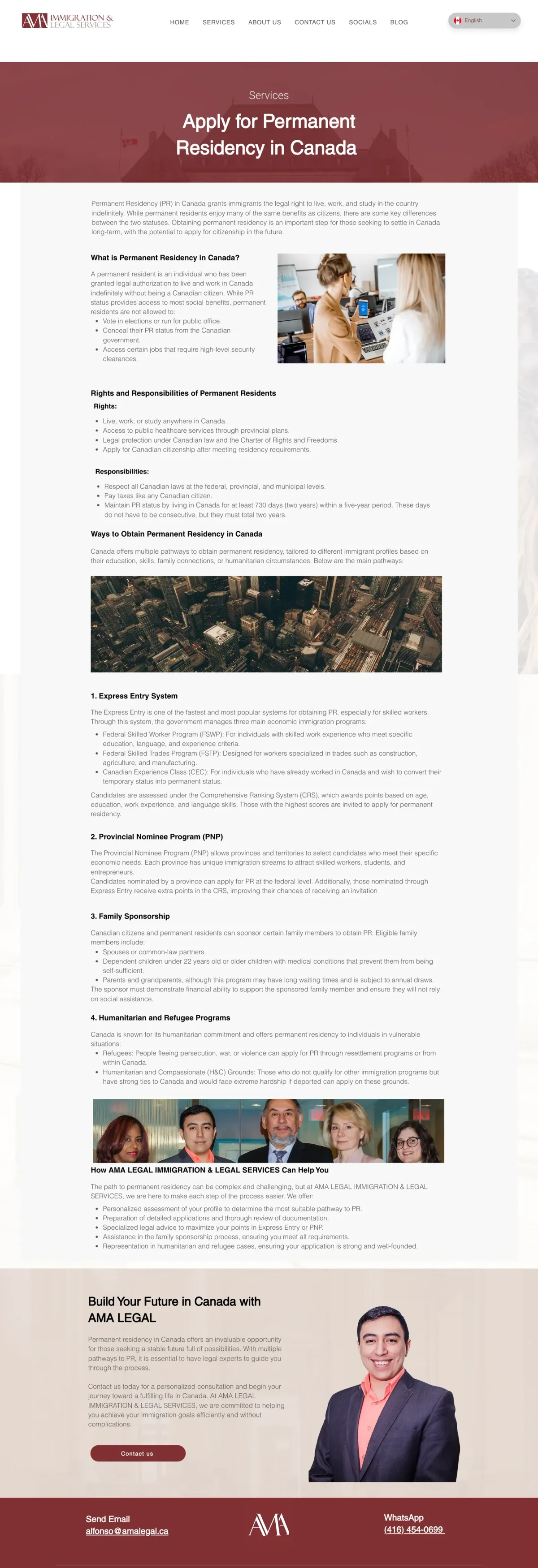 AMA Legal permanent residency service page