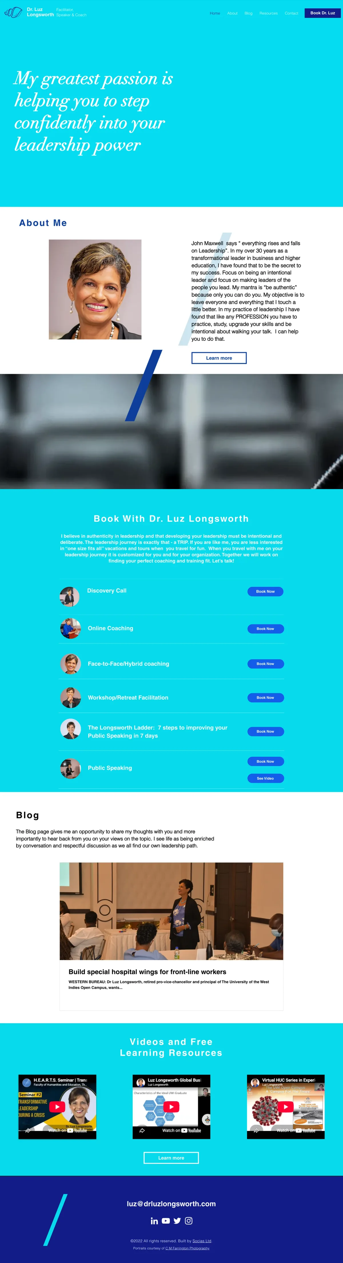 Dr. Luz Longsworth website on a laptop