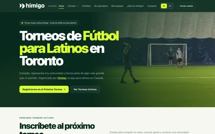 Himigo Leagues website on a laptop