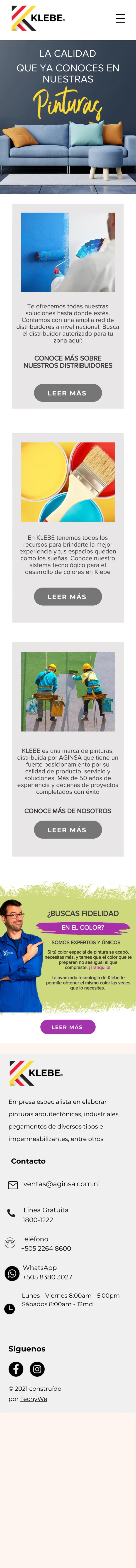 Klebe website on a phone