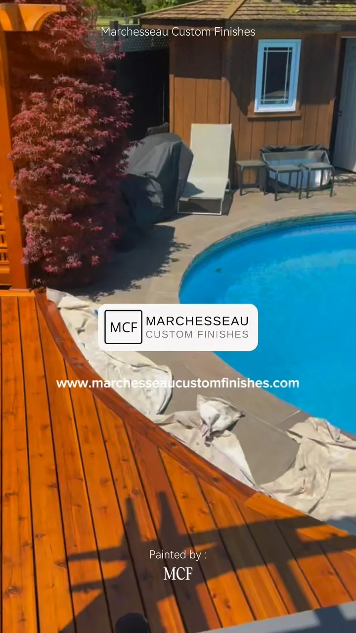 Stained deck around a pool