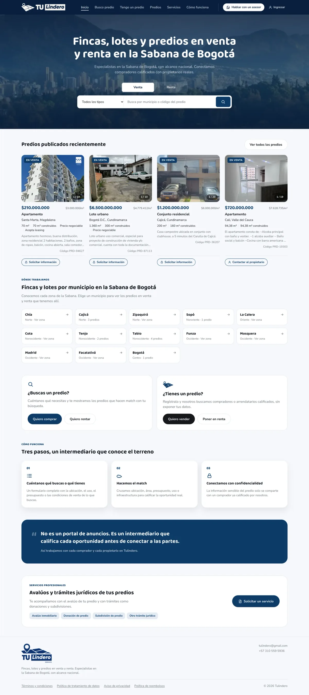 Tulindero website